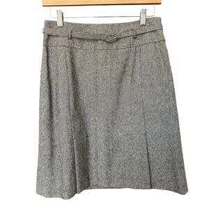 Kenneth Cole New York Women's Gray Belted Lined Wool Skirt Size 4